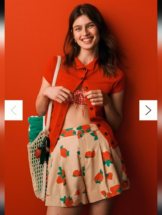 Anthropologie Pants - Anthropologie Maeve Avery Strawberry Print Cuffed Trouser Short Linen Blend 12